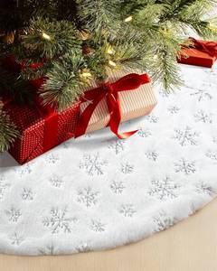 lot 6146 image: COOLWUFAN 60 Inches Faux Fur Christmas Tree Skirt for Xmas Tree Holiday Party Decorations White Plush Silver Sequin Snowflake (Silver)