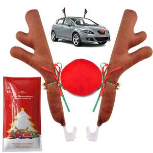 lot 6152 image: Car Reindeer Antlers & Nose Christmas Costume Auto Decoration, Rudolph Reindeer Jingle Bell Added to Holiday Spirit by Angooni