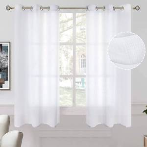 lot 6153 image: BGment Natural Linen Sheer 63 Inch Curtains 2 Panel Set for Bedroom, Privacy Curtains Grommet Semi Sheer Light Filtering Casual Textured Drapes for Living Room, (Each 38 x 63 Inch, White)
