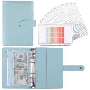 lot 6155 image: LXWHYP Money Saving Binder, Savings Challenges Book with for Cash Envelopes, 12pcs Zipper Envelopes A6 Budget Binder, Budget Planner for Managing Budgets and Saving Money -(Blue-7.4IN)
