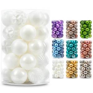 lot 6172 image: AMS 34ct Christmas Ball Mini Ornaments Party Decorations Shatterproof Festival Pendant Hangings for Xmas Tree Decor(1.5740mm, White)