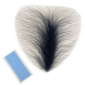lot 6176 image: puheca Fake Private Hair 100% Handmade Full Lace Bikini Body Hair Invisible Realistic Corporal Hairs Fake Chest Hairs Fake Mustache, for Men and Women (Natural Black)