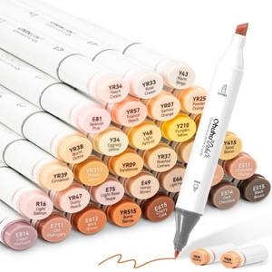 lot 6183 image: Ohuhu Alcohol Markers 36 Skin-Tone Portrait Colors AP Certificated Double Tipped Skin Color Marker Set for Artists Adults Coloring Illustration - Oahu of Ohuhu Markers Chisel and Fine - Refillable