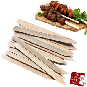lot 6188 image: Hakan 100-Pack Flat Wooden Skewers for Grilling, Wide Kabob Grill Skewers for BBQ, Meat, Vegetable, Fruit, Appetizers, Shish Adana Kebob Flat Sticks (0.78 inches)
