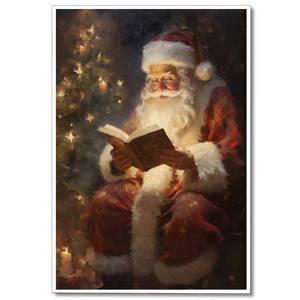 lot 6193 image: Wodkodnxy Vintage Christmas Canvas Wall Art, Santa Claus Reading Book Pictures for Wall Decor, Christmas Poster Santa Picture, Xmas Wall Decorations 16x24in Unframed