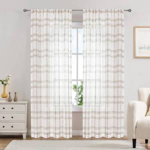 lot 6194 image: Randall Buffalo Plaid Semi Sheer Curtains for Living Room Linen-Look Geometric Light Filtering Dining Room Window Drape for Farmhouse Bedroom Study Room,BrownWhite,54x84 inch Long,2 Panels