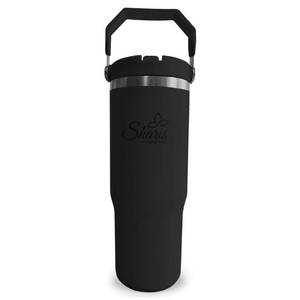 lot 6198 image: SHARIS Tumbler with Top Handle - Cute Water Bottle - Tumbler with Flip Straw - Water Bottle Fits in Car Cup Holder - 30 Oz - Insulated water bottle - Leak Proof with Straw - Black