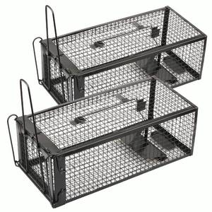 lot 6208 image: Anyhall 2-Pack Rat Traps Humane Live Mouse Vole Chipmunk Trap Cage for Indoors and Outdoors (Black)