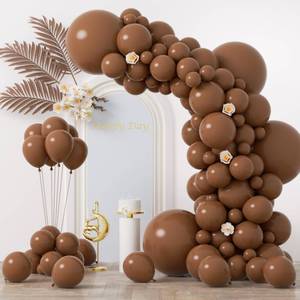 lot 6213 image: Voircoloria 130pcs Brown Balloons Different Sizes 18 12 10 5 Dark Brown Party Latex Balloons for Birthday Baby Shower Gender Reveal Graduation Wedding Anniversary Party Decorations