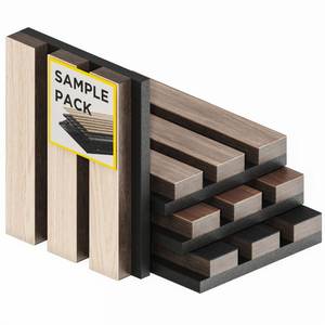 lot 6215 image: Samples-Pack Acoustic Slat Wall Panels - Soundproof Wood Paneling for Interior Decor