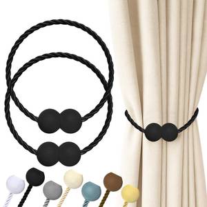 lot 6218 image: Hion Magnetic Curtain Tiebacks Black 2pcs, Curtain Tiebacks Buckles Holdbacks Holders Hooks Clip for Home Outdoor Bedroom Office Decorative Curtain