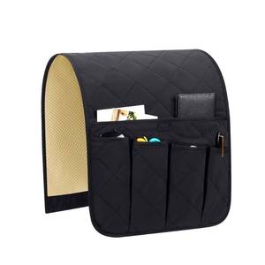lot 6223 image: Teniux Armrest organizer Non-Slip Remote Control Holder with 5 Pockets Couch Sofa Chair Armchair Caddy For Smart Phone, Book, Magazines, Ipad (Black)