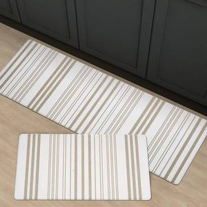 lot 6226 image: FRESHMINT Farmhouse Stripe Anti-Fatigue Kitchen Mat Set of 2, Cushioned Foam Kitchen Mats for Floor, Waterproof Non Slip Comfort Mat, Modern Kitchen Rug for Kitchen Decor, Sink, Laundry, Office