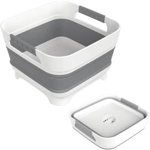 lot 6227 image: MontNorth 2.4 Gal Collapsbile Wash Basin with Drian Plug,9L Dish Pan for Soaking Baby Bottles,Portable Sink, Multiuse Foldable Bucket,Ice Beverage Tubs for Camping, Vegetable Washing, RV (Gray)