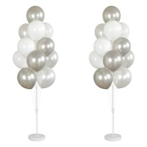 lot 6231 image: Balloon Stand Kit,Set of 2,Balloon Columns Sticks, Stands for Table&Floor with Stand, Base&Pole,Balloon Tower Backdrop Decoration for Wedding, Baby Shower, Birthday Party, or Bachelorette(Silver)