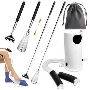 lot 6233 image: Sock Aid Device for Seniors and Shoe Horn Kit - Sock Helper Easy On and Off, Sock Assistant Device No Bending, Adjustable Extended Long Shoe Horn Back Scratcher for Senior