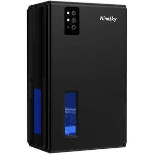 lot 7468 image: NineSky Dehumidifier,98 OZ Dehumidifiers for Home,(1100 sq.ft) Dehumidifiers for Basement Bathroom Bedroom with Auto Shut Off, Switchable 7 Colors Light(Black)