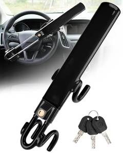 lot 7470 image: Tevlaphee Steering Wheel Lock Anti-Theft Car Device Heavy Duty Security Car Lock Antitheft Locking Devices Great Deterrent Adjustable Car Wheel Lock Anti Theft for Vehicle Truck with 3 Keys(Black)