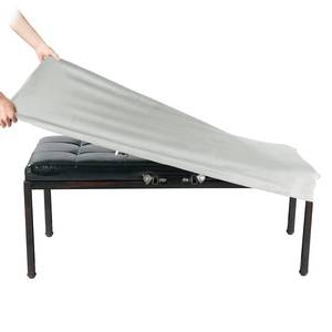 lot 8074 image: SINOSSO Soft Velvet Bedroom Bench Cover, (48- 62) L x (15- 20) W Stretch Washable Upholstered Protector Rectangle Long Chair Slipcover, (XL, Light Grey)