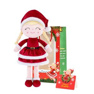 lot 8076 image: Gloveleya Soft Plush Doll Christmas Girl Dolls with Red Dress, Gift Box & Free Card - Perfect Holiday or Birthday Gift for Toddlers 2-8 Ages