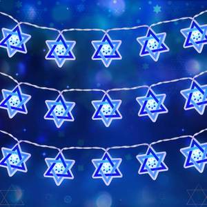 lot 8077 image: Tifeson Hanukkah Lights Decorations, 10Ft 20 LED Chanukah Star of David String Light with Timer Battery Operated for Hanukkah Jewish Indoor Party Home Decor