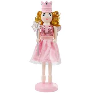 lot 8080 image: Joliyoou Christmas Nutcracker Figures, 12 Inch Wooden Nutcracker Pink Fairy Queen Holding A Snowflake Wand, Xmas Nutcracker Mantel Ornaments Tabletop Centerpieces Festival Shelves Decorations (Broken)
