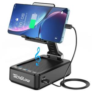 lot 8084 image: TechGlow Foldable Cellphone Stand with Bluetooth Speaker and Charging Function Birthday Gifts for Men Women Mother Father Boy Girl Teens Cool Tech Gadgets