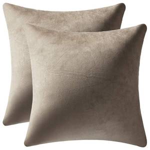 lot 8085 image: DEZENE Throw Pillow Covers 18x18 Taupe Pack of 2 Cozy Soft Velvet Square Modern Luxury Decorative Throw Pillow Cases for Sofa Couch Living Room Bed Home Decor