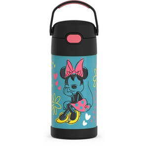 lot 8091 image: THERMOS - 12Oz Stainless Steel Insulated Straw Bottle  Minnie Mouse