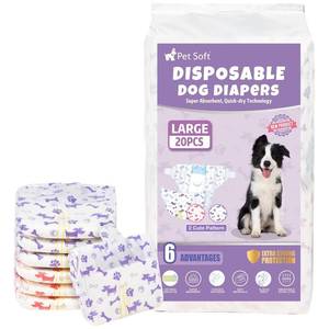lot 8096 image: Pet Soft Female Dog Diapers - Disposable Doggie Diapers with Wetness Indicator, Puppy & Cat Diaper Super Absorbent, Fit for Female Dog in Heat or Incontinence, 20pcs (L, Mixed)