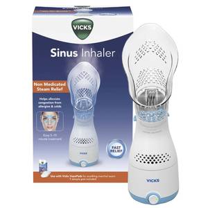 lot 8097 image: Vicks Sinus Inhaler - Non-Medicated Steam Relief for Allergies, Congestion, Cough & Colds, Vocal Steamer, Soothes Nasal & Throat Passages, Works with VapoPads (1 Included)