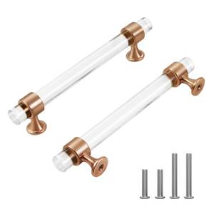 lot 8131 image: naubea 6 Pack Champagne Bronze Cabinet Pulls 5 Inch(128mm) Hole Center Crystal Glass Drawer Pulls Kitchen Cabinet Hardware Cabinet Handles for Bathroom Dressers Cupboard Drawers