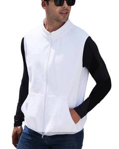 lot 8152 image: Argstar Mens Fleece Vest with Zipper Pockets, Full-Zip Casual Lightweight Sleeveless Outerwear Gilet White L