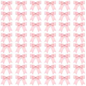 lot 8159 image: Sumind 48 Pcs Pink Bows for Christmas Tree Small Pink Ribbon Bow with Silver Twist Ties 3 Vintage Christmas Tree Ornaments for Garland Wreath Gift Wrapping Door Rustic Xmas Holiday Party Decor
