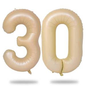 lot 8169 image: 30th Birthday Balloons Beige for Women, 40 Inch Giant Nude Brown Foil 30 Balloon Numbers Self Inflating, Apricot Tan Digit 3 & 0 Helium Balloons for Men 30th Anniversary Party Decorations Supplies
