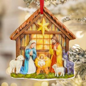 lot 8171 image: TEEZWONDER Christmas Christian Gifts for Women Men - O Holy Night 3D Porcelain Nativity Christmas Ornaments 2025 - Catholic Religious Gifts for Women Christian, Nativity Ornaments Stocking Stuffers