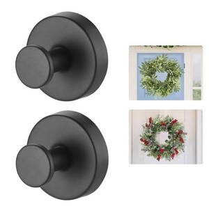 lot 8174 image: Suction Cup Wreath Hanger��Suction Cup Hooks Hanging 15 Lbs��Waterproof Suction Cup Wreath Holder for Windows, Shower, Wreaths��Smooth Doors (Black, 2)