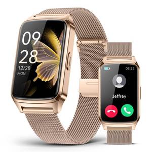 lot 8182 image: Fitness Tracker Watch for Women Men, Step Counter Work for iPhone and Android, IP68 Waterproof, Activity Track with Calorie, Sleep Monitor, 110 Sports Modes Pedometer Smart Smartwatch (Gold, 1.57)