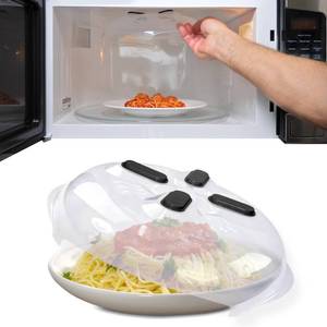 lot 8186 image: HOVER COVER Magnetic Microwave Splatter Cover, Clear Microwave Cover for Food - Vented & Magnetic, 12-inch, Food Grade Plate Cover, BPA Free - Black