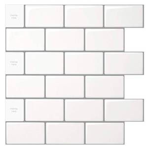 lot 8191 image: LONGKING 10-Sheet Peel and Stick Backsplash Tile for Kitchen Backsplash, 12x12 inches Off White Subway Tile with Grey Grout