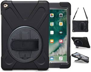 lot 8194 image: TSQ Case for iPad Air 2 2014 A1566 A1567 for Kids with Rotating Stand Hand Strap  Military Grade Heavy Duty Rugged Shockproof Protective Cover Case for iPad Air 2nd Generation 9.7 Inch  Black
