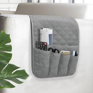 lot 8207 image: AUVCAS Sofa Armrest Organizer Non-Slip Arm Chair Bedside Caddy Storage Organizer for Recliner Couch with 5 Pockets for Cell Phone TV Remote Control Magazines (Grey)
