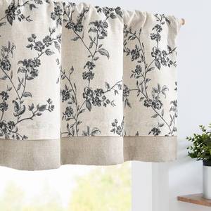 lot 8228 image: jinchan Linen Kitchen Valance for Windows 16 Inch Floral Double Layer Valance Living Room Laundry Room Darkening Rustic Cottagecore Farmhouse Flower Window Treatment 1 Panel Black on Linen