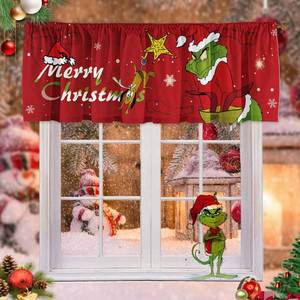 lot 8239 image: SUNWISHA Christmas Window Curtain Valances Decoration,Suitable for Living Rooms, Bedrooms, 52x18inch for Valance Kitchen Red
