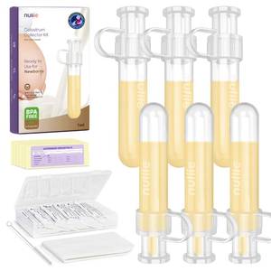 lot 8241 image: Nuliie Colostrum Collector Kit 7ml6pcs, Leakproof, Reusable Breast Milk Collector, Heat & Freezer Resistant, BPA-Free, With Cotton Cloth Wipe, Storage Case, Cleaning Brush - Ready-to-Use for Newborns
