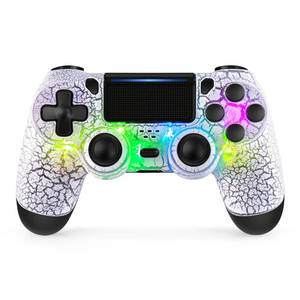 lot 8247 image: TIANHOO Wireless Controller with LED Light Compatible with PS4 - Crack White