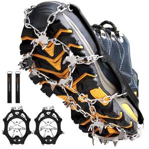 lot 8253 image: Crampons Ice Cleats Traction Snow Grips for Boots Shoes Women Men Anti Slip 19 Stainless Steel Spikes Safe Protect for Hiking Fishing Walking Climbing Mountaineering