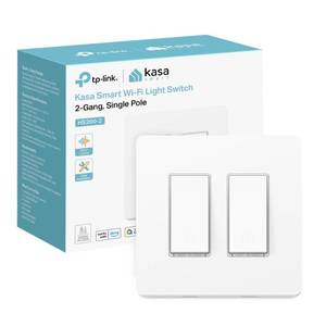 lot 8254 image: Kasa Smart Switch 2-Gang HS200-2, Single Pole,Neutral Wire Required, 2.4GHz Wi-Fi Light Switch Compatible with Alexa and Google Home, UL Certified, No Hub Required, White
