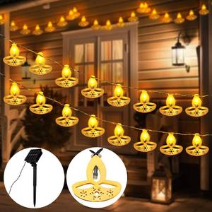lot 8256 image: Rossesay 16.4 ft Solar Diwali String Lights 30 LED Diya Solar Lights Indian Diwali Decorations for Warm White Glow for Home Indoor Outdoor Waterproof Indian Party Wedding Decoration