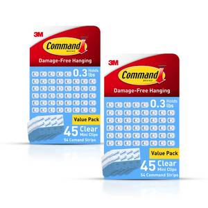 lot 8269 image: Command Indoor Mini Light Clips, Damage Free Hanging Christmas Lights, Mini Wall Clips for Hanging Indoor Christmas Decorations, Lights and Cables, 90 Count